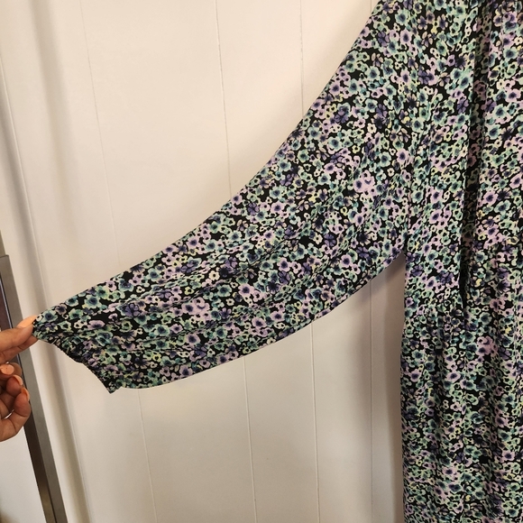 Penningtons Blue Floral Long Sleeve Tiered Peasant Prairie Dress Plus Size 22 - Picture 7 of 10